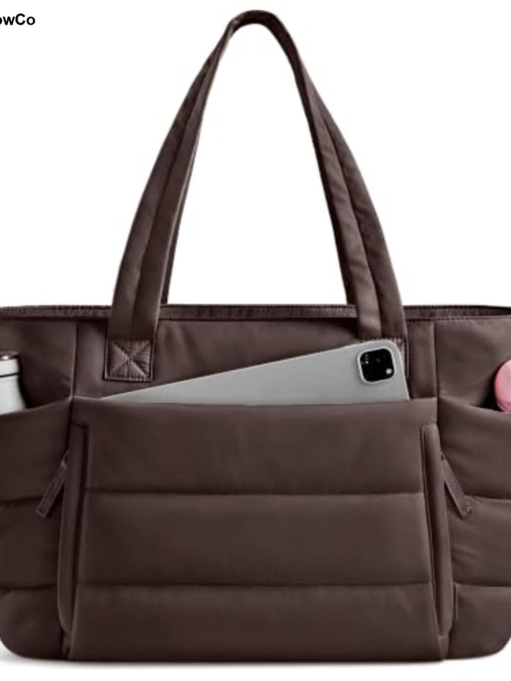 Quilted Puffer Tote Bag with Zipper Lightweight Work Travel Bag